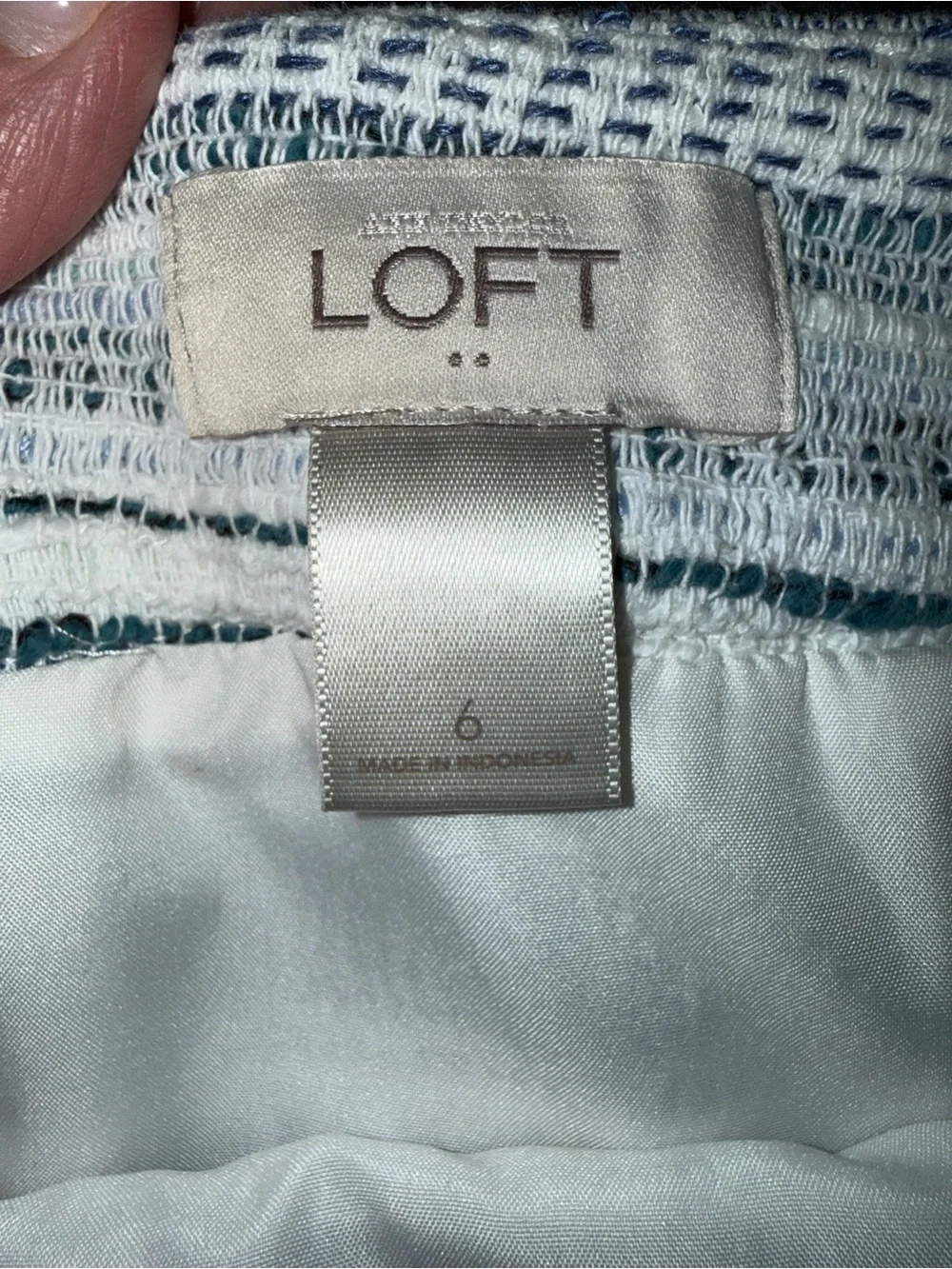 LOFT Striped Knit Mini Skirt in Blue and White